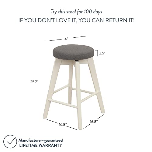 Nathan James Amalia Backless Kitchen Counter Height Bar Stool, Solid Wood With 360 Swivel Seat Dark Gray/White #TOP4