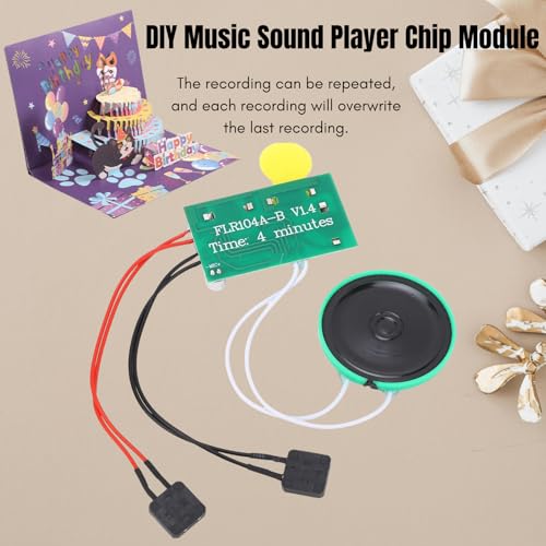 Ouitble DIY Grußkarten Chip 4 Minuten Rekorder Sound Chip Modul Beschreibbares Voice-Sound-Chip-Modul für Karten Kunsthandwerk