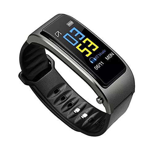 Schermo a colori da 0,96 pollici 2 in 1 Auricolare Bluetooth Braccialetto intelligente Vivavoce Braccialetto Orologio intelligente Auricolare Cardiofrequenzimetro Fitness Tracker per Android iOS Black