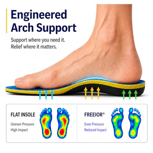 Image of Heavy Duty Arch Support Insoles for Plantar Fasciitis & Flat Feet | 330+ lbs Orthotic Design, PORON Cushioning, Work Boot Insoles, Heel Pain, Shock Absorption & All-Day Standing Comfort
