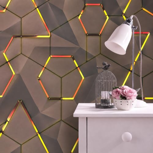 Image of Wings Star Wall Stickers DIY Wallpaper (45 x 500 CM, Brown & Gold) | Self Adhesive PVC Roll | Home Decoration for Living Room Hall Bedroom | Easy Peel and Stick Decor Paper
