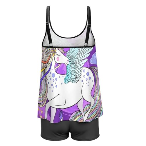 Maillot de bain tankini licorne femme ensemble trois pièces imprimé original et short - 5