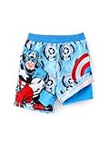 Disney Marvel Captain America Boys Rash Guard Swim Trunks Compression Liner Summer Swim Shorts UPF 50+Swimming Trunks Surf Bathing Suit Sea Swimsuit Avengers Swimwear Light Blue Board Shorts 6-7 Years
