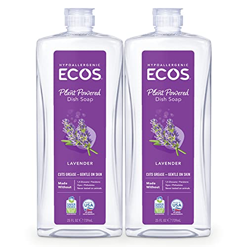 ECOS Hypoallergenic Dish Soap Natural Lavender 25 Fl Oz (Pack of 2)