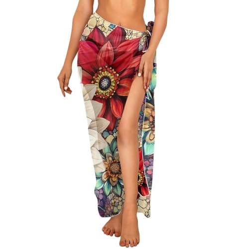 JEOCODY Womens Swimsuit Cover Up Casual Long Beach Sarong Wrap Skirt Soft Bathing Suit Cover Up