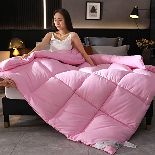 Cactuso edredones de Verano Cama 180,Edredón de plumón edredón de Invierno de plumón de Ganso Blanco edredón de algodón cálido Engrosado,200x230cm 4000g,Rosado