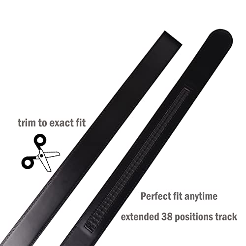 2 Pack Genuine Leather Belt 35''-43''Replacement Leather Belt No Holes Only 1 3/8" Width (Black & Brown)3