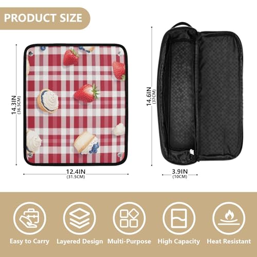 Bolsa de viaje para herramientas de cabello y tapete resistente al calor con gran capacidad para plancha, rizador, secador de cabello, burdeos con elementos de postre miniatura 4