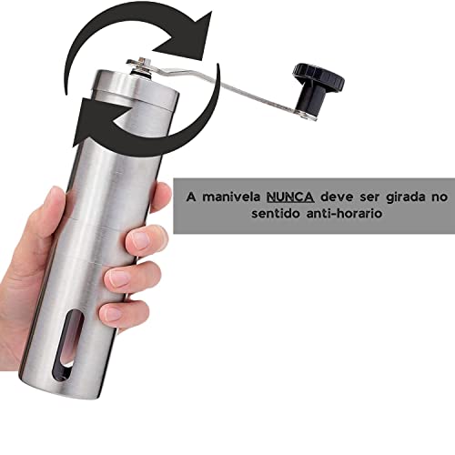 Moedor De Café Inox/cerâmica Compacto c/Regulagem De Tamanho