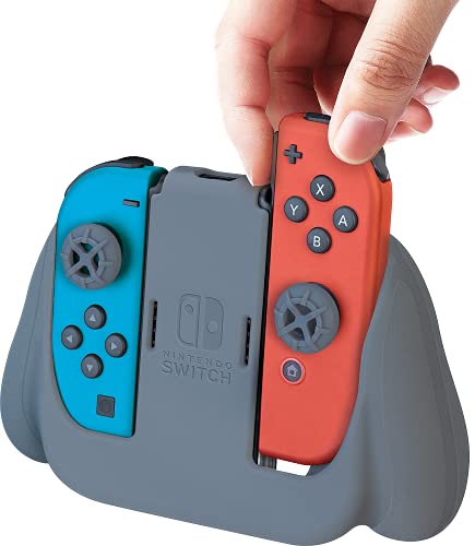 Officially Licensed Nintendo Switch Joy-Con Action Pack Grip and Thumb Buttons – Grey Textured Silic