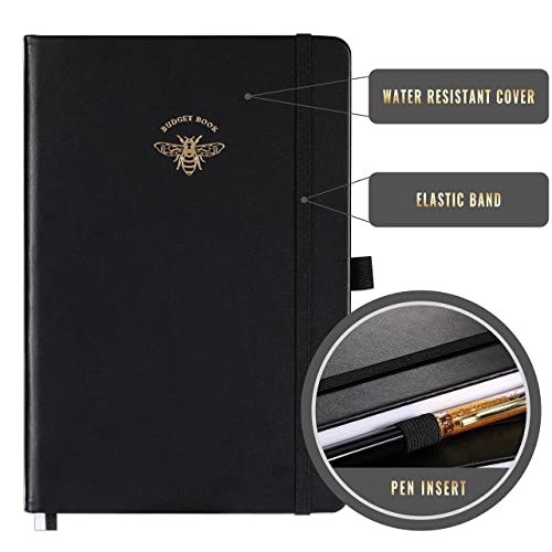 Budget Planner - Monthly Budget Book And Expense Tracker Notebook, Faux Leather Hardcover Financial Organizer, 6.3" X 8.4" Undated Bill Organizer With Pocket + Stickers + Premium Paper - Black #TOP7
