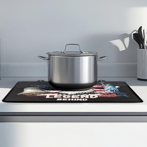 Image of Poceacles 4th of July Stove Cover for Glass Top Stovestop, Induction Electric Stove Cover Protector Oil Resistant Heat Resistant Washer Dryer Top Mat, 29 inch x 21 inch, Eagle Statue of Liberty American Flag