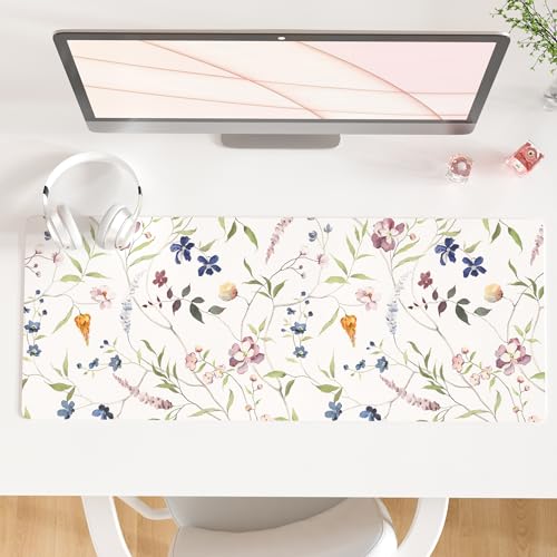 Grand tapis de souris de jeu imperméable et sous-main de bureau floral QIYI