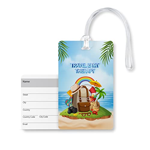 100yellow-Travel-is-My-Therapy-Luggage-Tags-Bag-Tag-Travel-Id-Labels-Tag-for-Baggage-Suitcases-Bags-with-Silicon-Multicolor