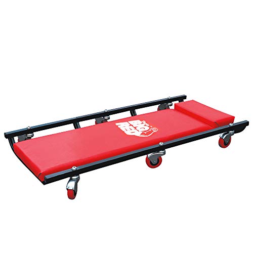 Big Red Tr6500 Torin Rolling Garage/Shop Creeper: 36" Padded Mechanic Cart With Headrest And 6 Casters, Red #TOP1
