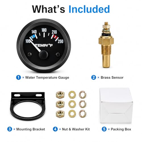 LAGWIUY 52mm Water Temp Gauge 100–250°F | White LED - Image 3