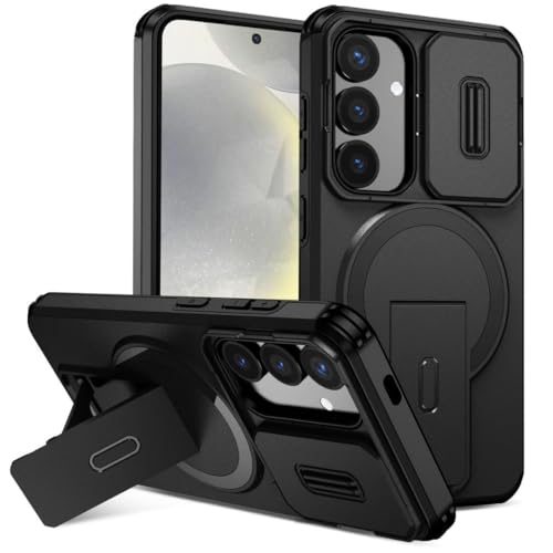 Image of ShieldTech MagStand Series Case for Samsung Galaxy S24 5G, Mobile Phone Cover with Sliding Camera Shield, Mag-Safe, Kickstand, Shockproof for Samsung Galaxy S24 5G - Black