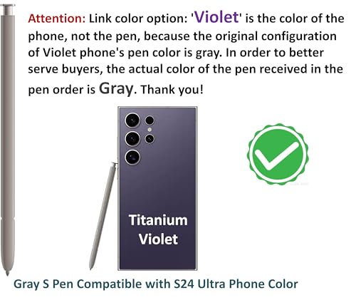Image of SLQ Galaxy S24 Ultra S Pen [Withbluetooth |4096 Pressure Sensor ] Replacement For Samsung Galaxy S24 Ultra 5G All Versions Touch Stylus Pen With 5Xtips /Nibs (Violet)