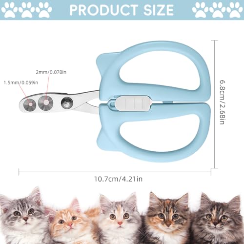 Image of Qpets Cat Nail Cutter, Cute Cat Clipper Bear Design, Stainless Steel Pet Nail Trimmer with 2-Size Holes & Nails File, Safe Design Prevents Over-Cutting for Cats, Kittens & Small Pets at Home
