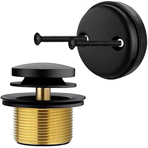 Anpean Brass Tip-Toe Tub Drain Kit, Matte Black Tub Drain and Overflow Kit with Two Hole Cover