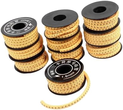10 Pcs Yellow Flexible PVC Number 0-9 Print 1.5mm2 Wire Cable Markers Tag Auto Replacement Parts image 2