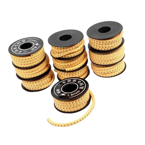 REPAIROCK 10 Pcs Yellow Flexible PVC Number 0-9 Print 1.5mm2 Wire Cable Markers Tag Auto Replacement Parts