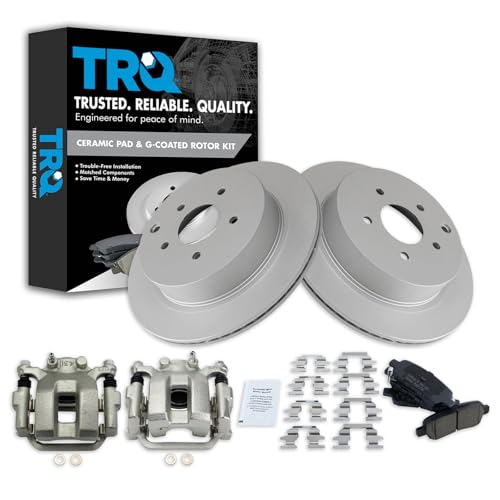 Image of TRQ Rear Brake Pad and Rotor Set Ceramic Vented Rotors Calipers | For 2003-2008 Infiniti FX35 FX45