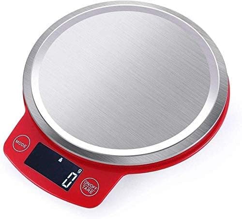 Electronic Scales Stainless Steel Digital Kitchen Weighing Food Cooking and Baking Scale for (Red 5kg/1g) (Red 3kg/0.1g)
