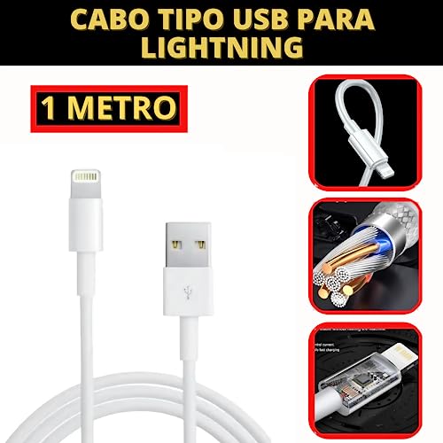 Cabo USB-Lightning + Fonte Carregador Turbo Rápido 4.1A Com Porta Dupla USB Bivolt Compatível iPhone