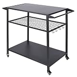 Piamomso Movable Kitchen Island, 3 Tier Multifunctional Rolling Storage Kitchen Cart, Serving Cart o