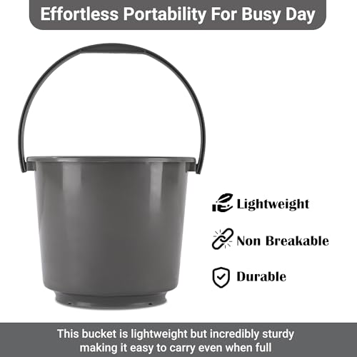 Image of Kuber Industries Pack of 2 Multi-Purpose 5 Litre Small Bucket for Mopping | Washing Balti for Bathroom & Toilet | Water Storage Container - Essential for Household Chores | Grey & Brown