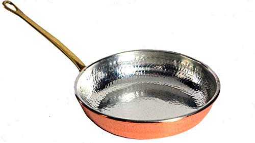 Imagen de Sartén de cobre estañado de cocina profesional, con mango de latón, 27 cm