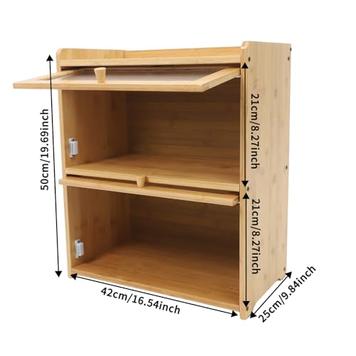 YUYUZI Armoire de rangement en bambou avec portes transparentes - Plan de travail moderne - Armoire de rangement pour cuisine, salon et salle de bain - Organiseur peu encombrant pour boîtes de – vue 3