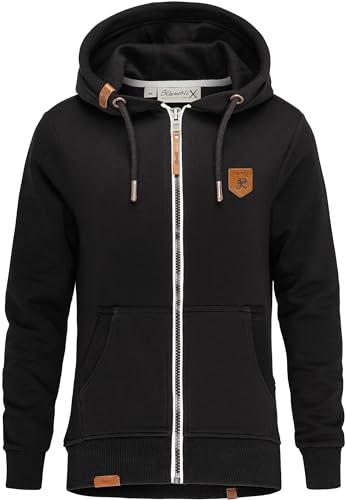 REPUBLIX Damen Sweatjacke Hoodie Sweatshirt Pullover Zipper Jacke RD-023 Schwarz XXL