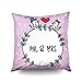 Fodere per cuscini decorative, Fodere per cuscini decorative quadrate, Fodere per cuscini in cotone Mr e Mrs Word in ghirlanda di foglie Stampa su entrambi i lati Cerniera invisibile Decorazione del d