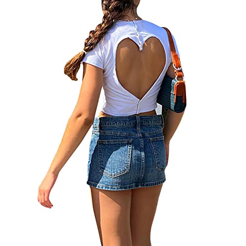 RTGSE Camiseta de manga corta Y2K para mujer, estilo gótico punk,...