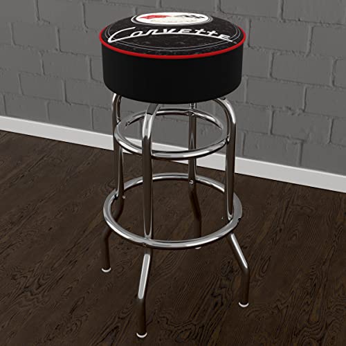 Bar Stool - Corvette C1 Black Stool with Foam Padded Seat - Swivel Chair for Game Room, Garage, or Home Bar by Trademark Gameroom