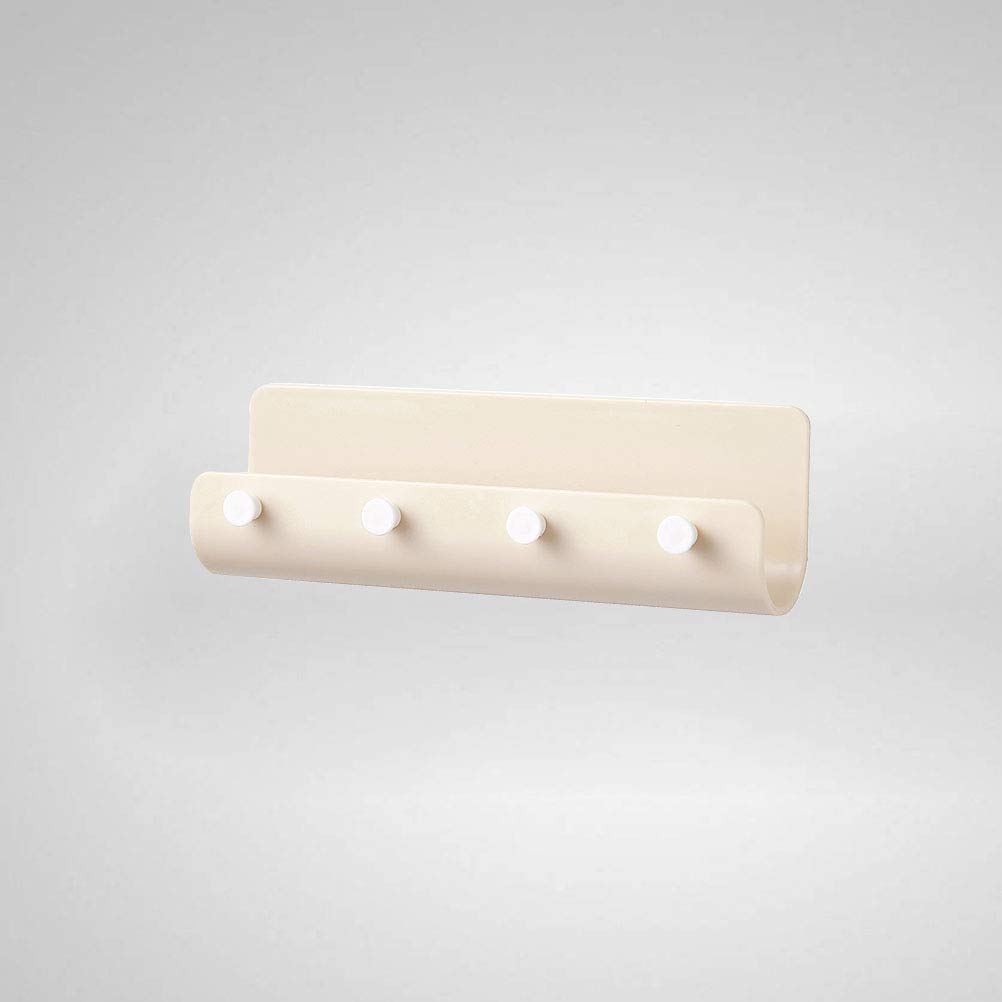 Porta posta da parete porta chiavi a 4 ganci appendiabiti appendiabiti per ingresso corridoio cucina - 21,5 x 4 x 7 cm (beige)