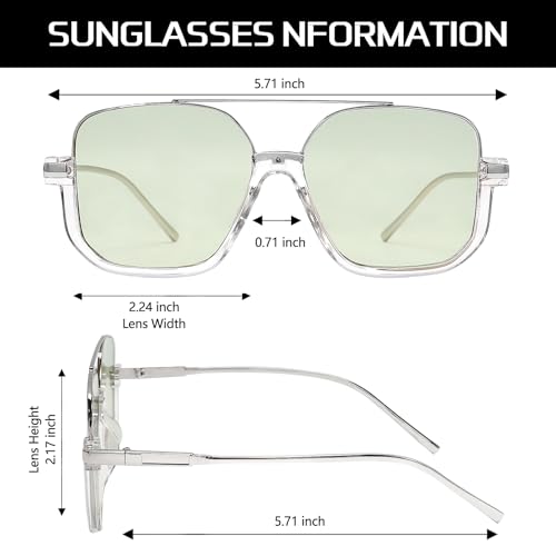 Image of GUVIVI Retro Oversized Aviator Sunglasses for Women Men Square Double Bridge Pilot Sun Glasses 70s Trendy Shades
