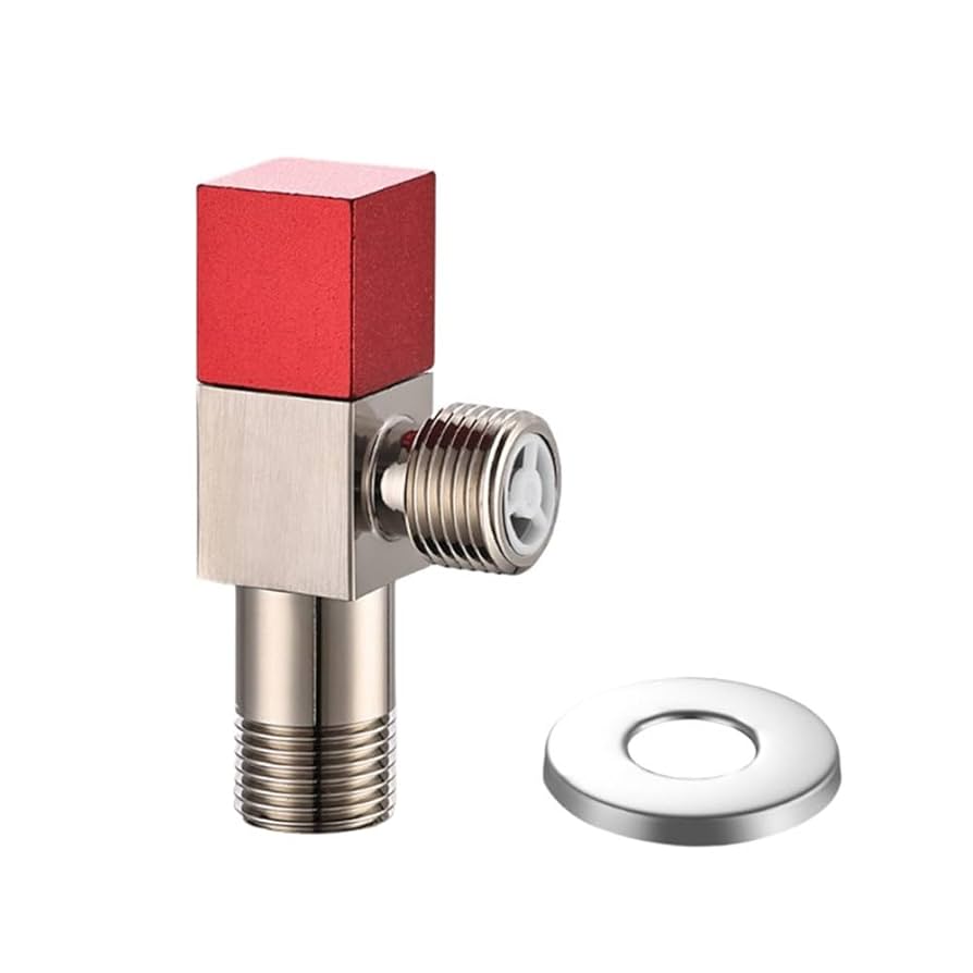 Copper High Flow 4-point Ball Valve Hot Cold Water Gas Water Heater Full Open Triangle Valve, Gray Red Label Hot Water –