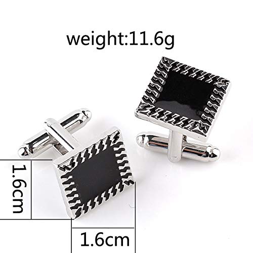 Daesar Mancuernillas para Camisa Hombre Relámpago Plateadas Negras miniatura 2