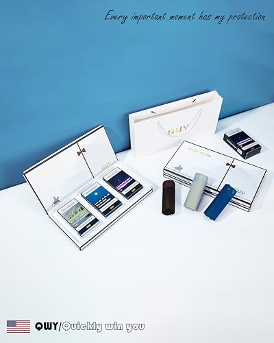 QWY Men's Modal Boxer Briefs, Mid Rise, Moisture-Wicking, 3-Pack, Black/Blue/Light Gray2