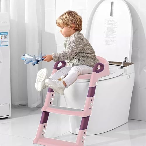 Image of Skylofts Baby Potty Training Seat Potty seat for Kids 1-3 Years Potty Training Stair Potty Seat for Kids 2-5 Years (Pink)