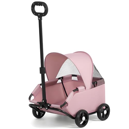 Cochecito de perro para perros pequeños, portátil, plegable, con toldo, carrito para perros con ruedas para uso al aire libre