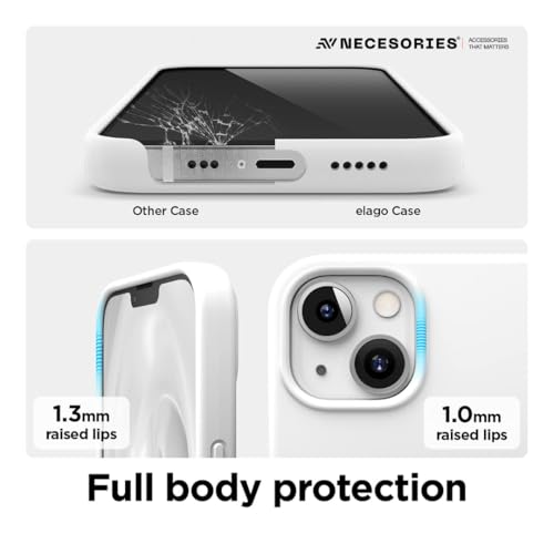 Image of Liquid Silicone Case Compatible for iPhone 13 White | Slim Back Cover | Soft Touch Bumper | Shockproof Drop Protection | Microfiber Cloth Inside | Sleek Solid Design