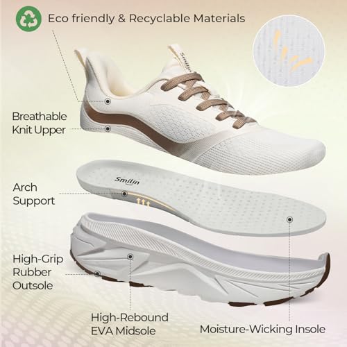 Image of SMILIN Women's Walking Running Shoes with Arch Support, Athletic Comfortable Cushioned Lightweight Tennis Shoes, Lace Up Fashion Sneakers for Standing All Day Work Gym Workout Travel Cross Training