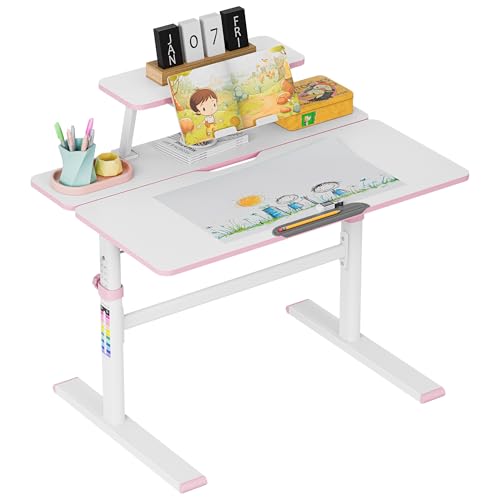 MARK ADLER Study 3.7 Kinderschreibtisch höhenverstellbar & ergonomisch mit neigbarer Tischplatte | Schulschreibtisch mit Stiftablage & Bücherhalter | Für Kinder ab 5 Jahren | Rose MARK ADLER Study 3.7 Kinderschreibtisch höhenverstellbar & ergonomisch mit neigbarer Tischplatte | Schulschreibtisch mit Stiftablage & Bücherhalter | Für Kinder ab 5 Jahren | Rose