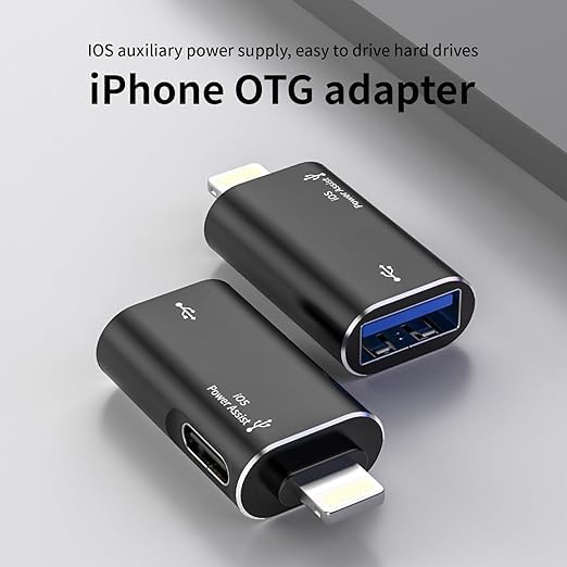 Image of Lightning to USB Female Adapter, Ap /ple MFi Certified iPhone USB 3.0 OTG Adapter with USB-C Aux Power Port for iPhone 14 /13 /12 /11 /iPad, Supports Hard Disk, Card Reader,