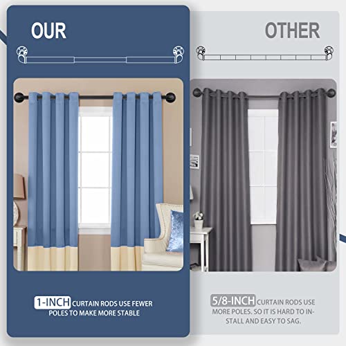 1 Inch Industrial Curtain Rod, Curtain Rods For Windows 48 To 84, Pipe Wrap Around Curtain Rod, Indoor/Outdoor Curtain Rod, Room Divider Curtain Rod, Blackout Curtain Rod 48-86 Inch: Black #TOP4