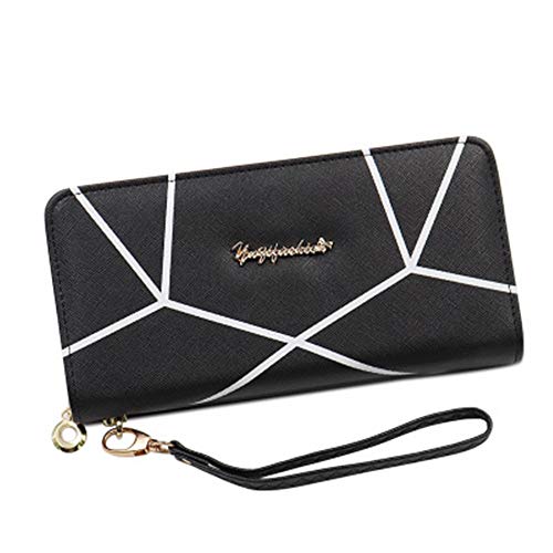 Women's Wallet Ladies Long Section Large Capacity Zipper Wallet Korean Version Geometric Pattern Clutch Bag(A)